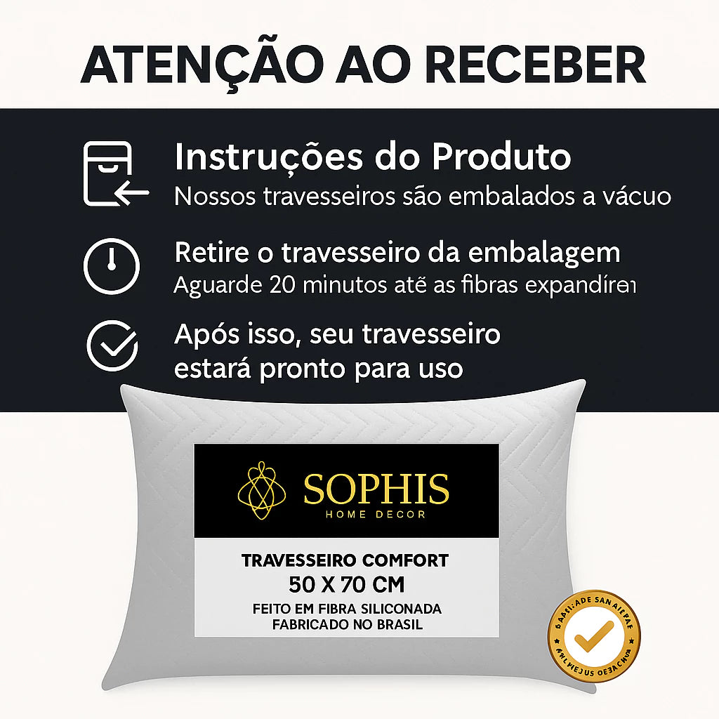 Travesseiro Matelado Fibra Siliconada Antialérgico 50x70