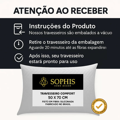 Travesseiro Matelado Fibra Siliconada Antialérgico 50x70