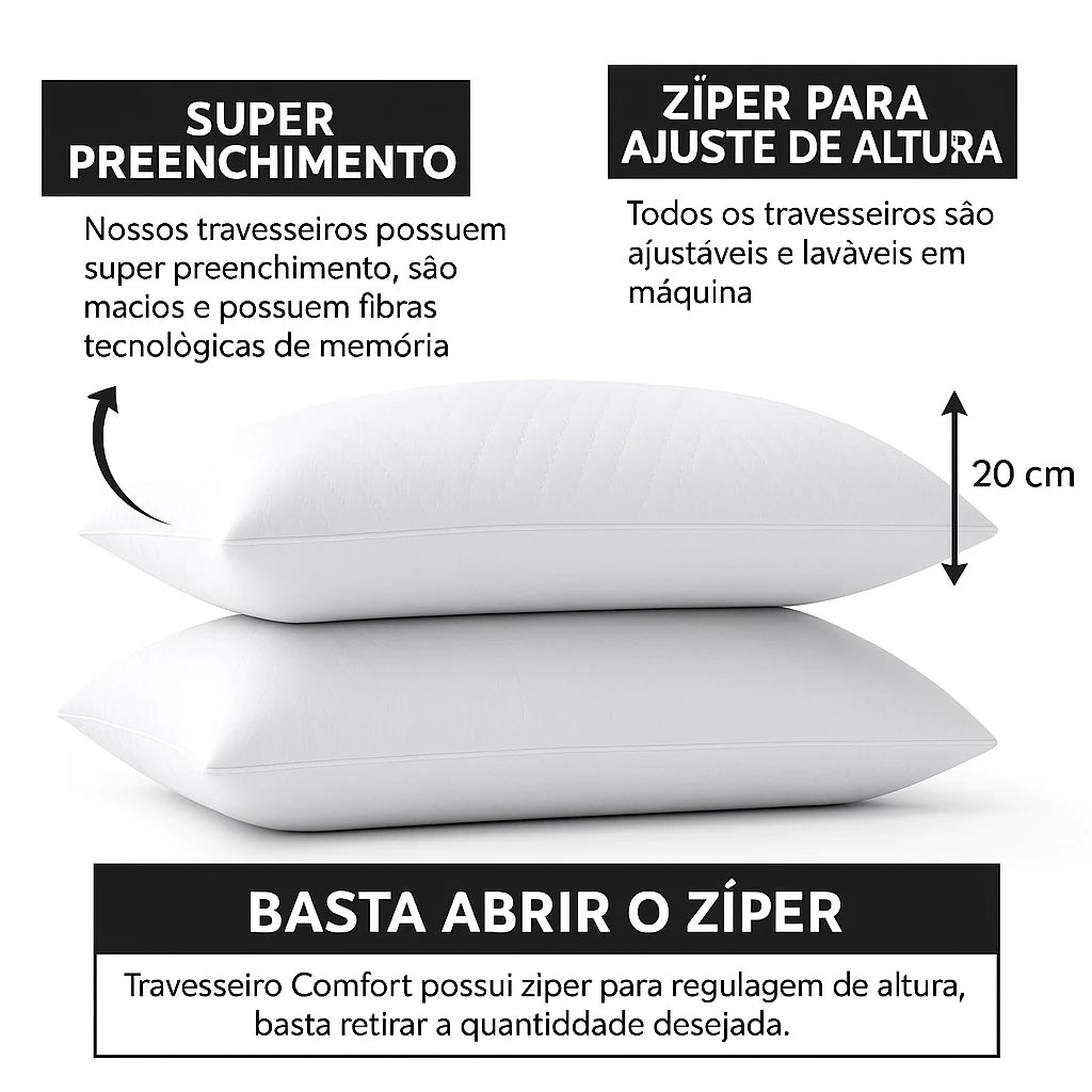 Travesseiro Matelado Fibra Siliconada Antialérgico 50x70